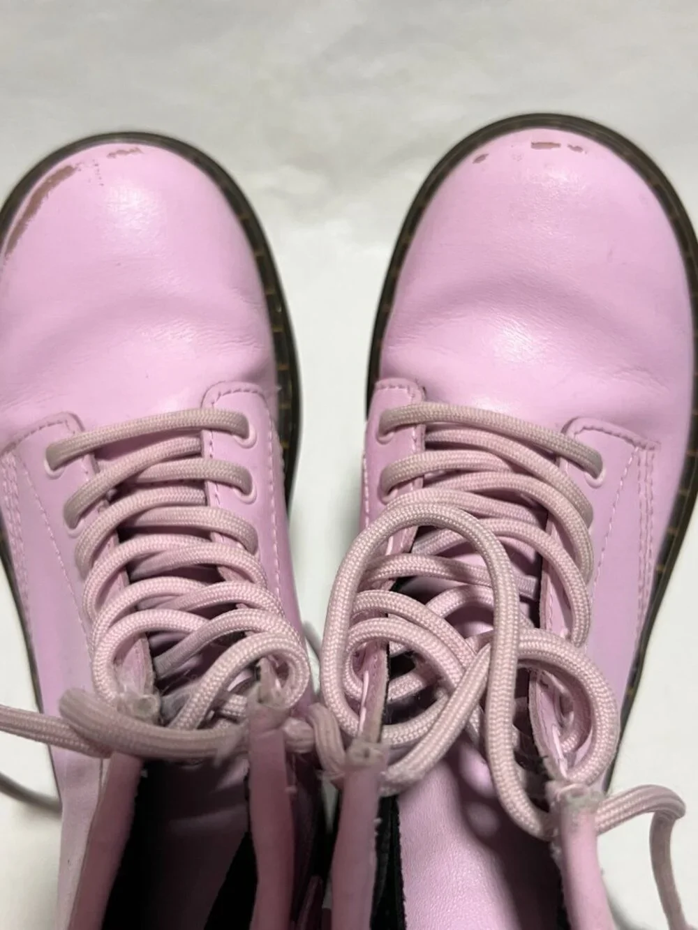 Dr Martens Boots Zavala J pastel pink leather kids size 1 combat zip up docs